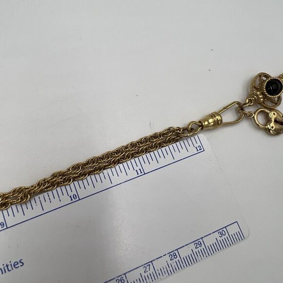 Vintage 1928 Gold Tone Charm Necklace Clip,Key,Heart, Lock 28" Longline - Picture 7 of 8